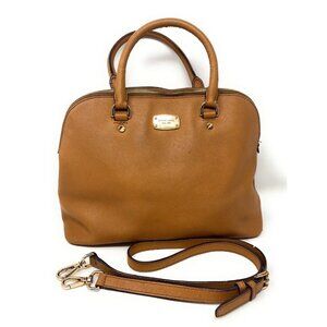 Michael Kors Cindy Tan Dome Satchel Double Top Handle Bag Crossbody Strap L